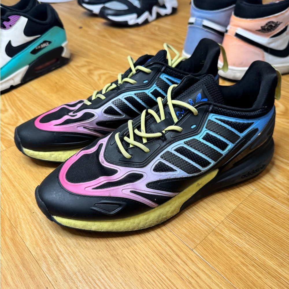 adidas Black and Multicolor Athletic Shoes